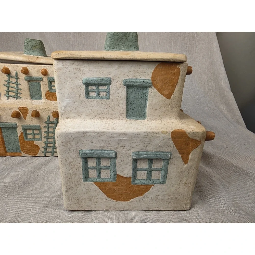 Vintage 4pc Southwest Pueblo‎ Adobe Kitchen Pottery Canisters